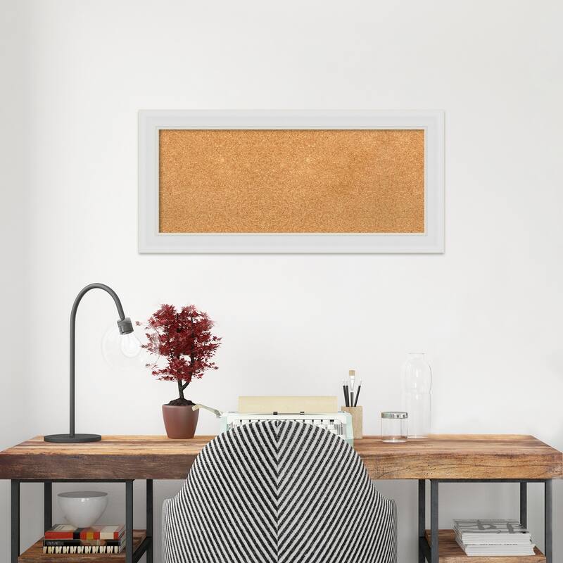 Flair Soft White Narrow Framed Cork Bulletin Memo Board