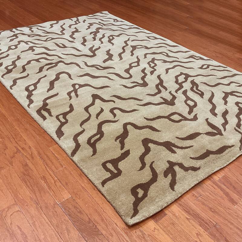 HERAT ORIENTAL Handmade Tibetan Brown Zebra Wool Rug Collection