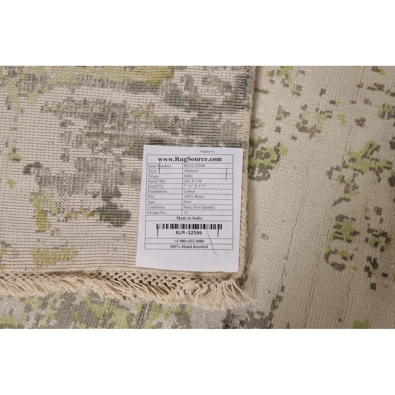 Contemporary / Abstract Area Rug Hand-Knotted Oriental Wool Carpet - 5'7" X 7'11"