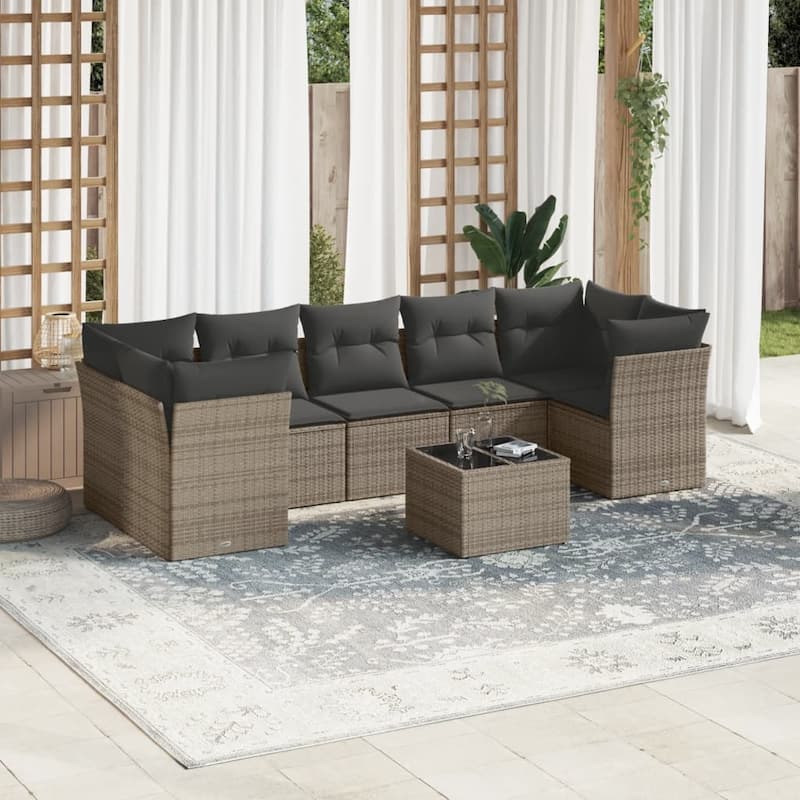 vidaXL Garden Sofa Set Grey PE rattan Large Modular Garden Sofa Set - 21.7 x 21.7 x 14.6