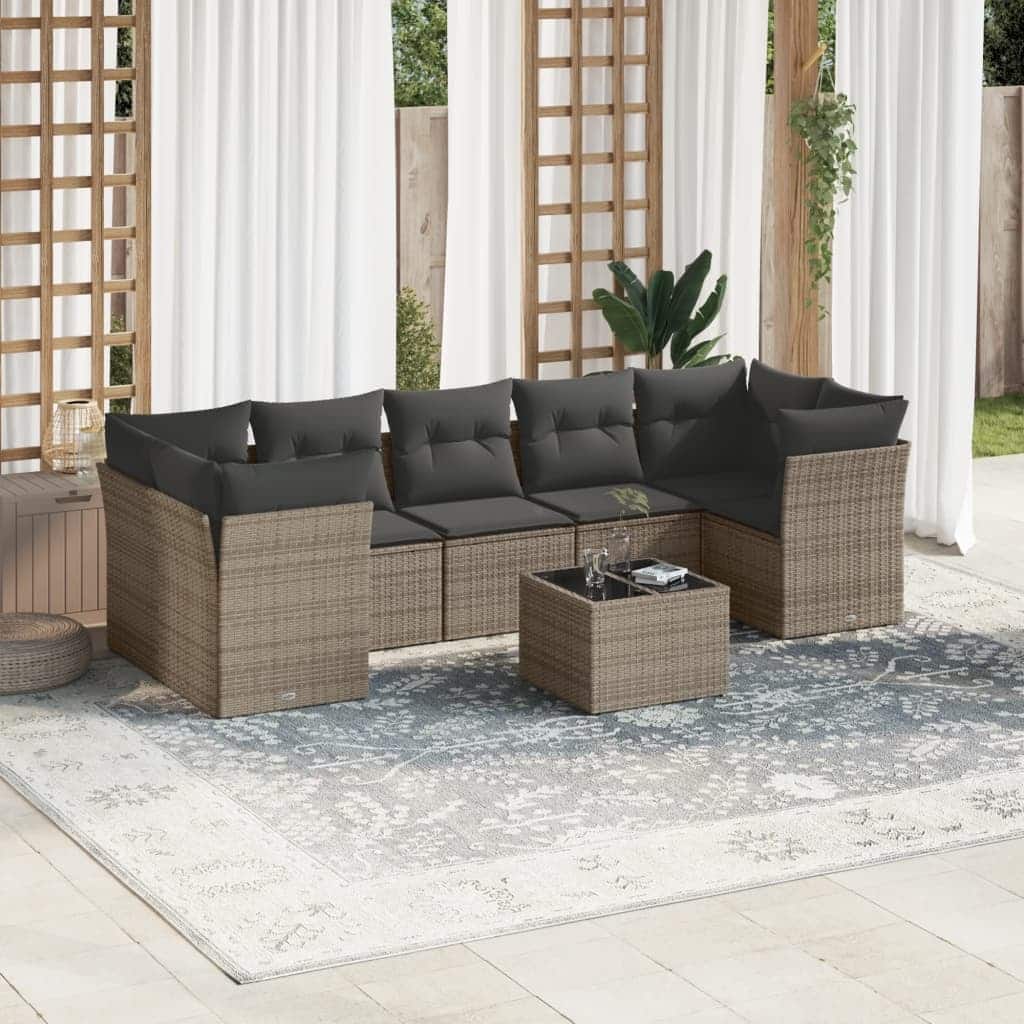 vidaXL Garden Sofa Set Grey PE rattan Large Modular Garden Sofa Set - 21.7 x 21.7 x 14.6