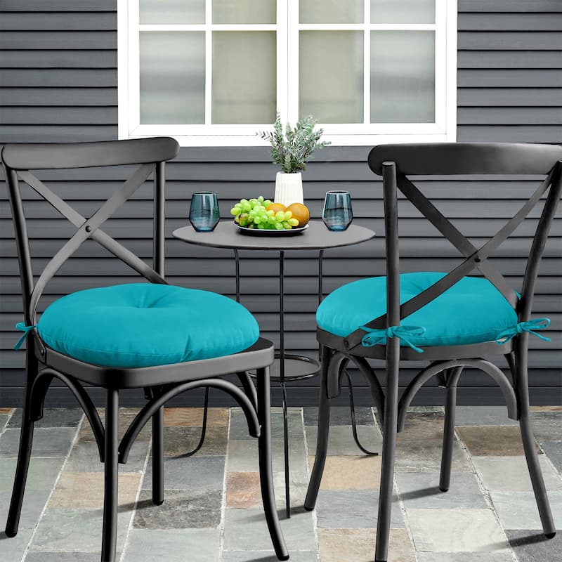 Bistro 15 x 15 x 5 Patio Chair Tufted Cushion With Ties