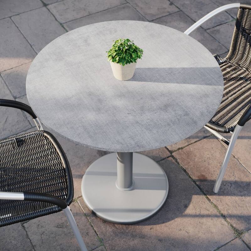 Commercial All-Weather HPL Tabletop with Round Base
