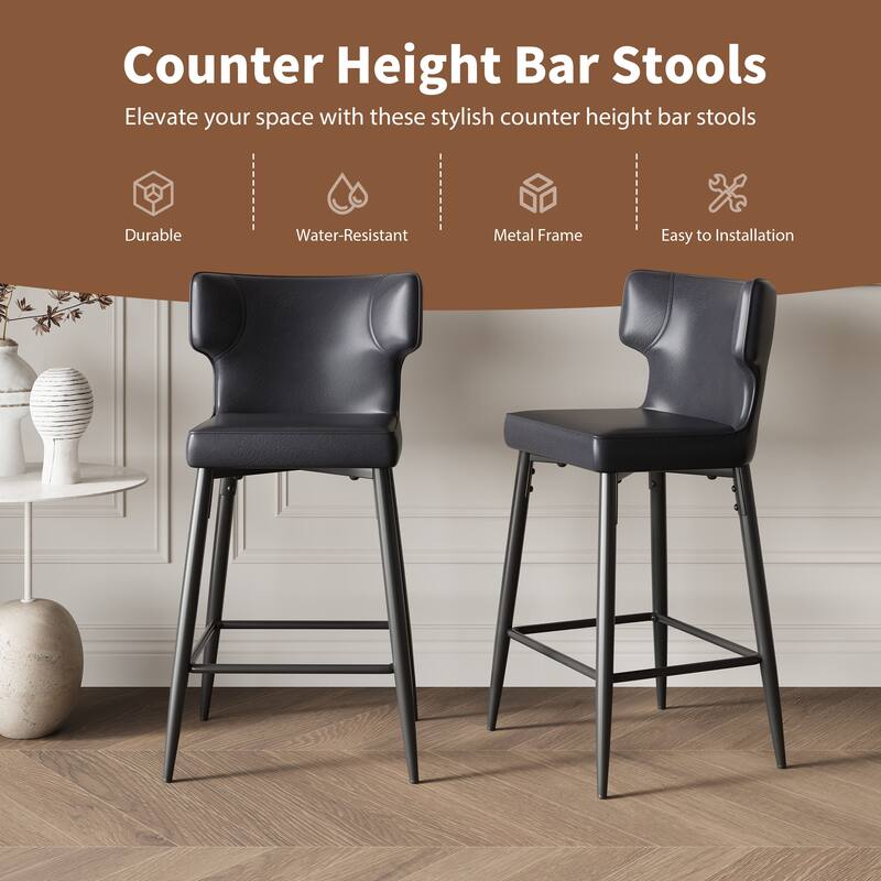 28Inch Counter Height Bar Stools Set Of 2 - Black