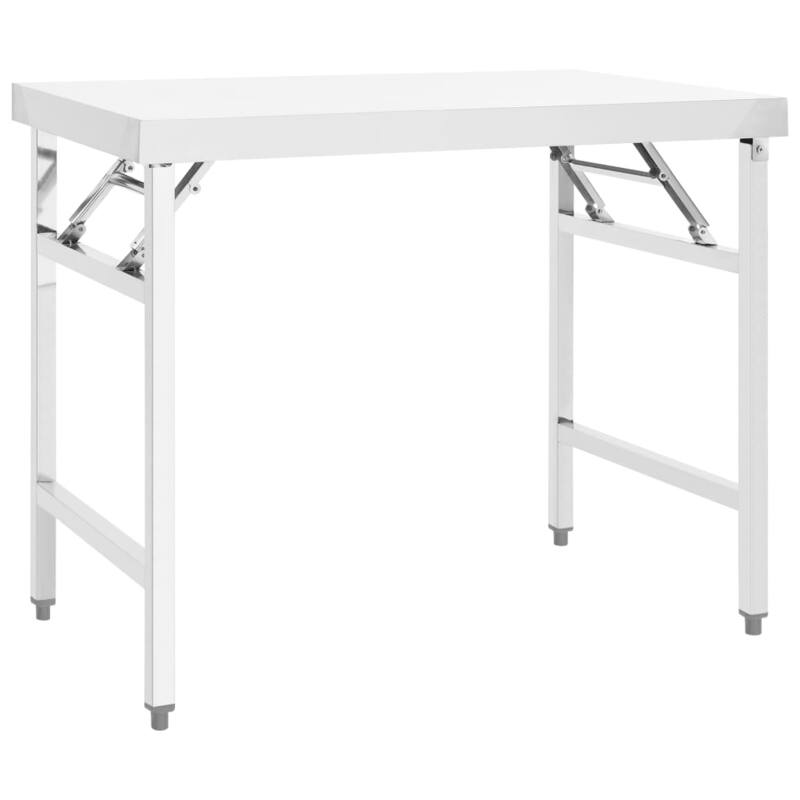 vidaXL Kitchen Work Table Hotel Prep Work Table with underhelf Stainless Steel