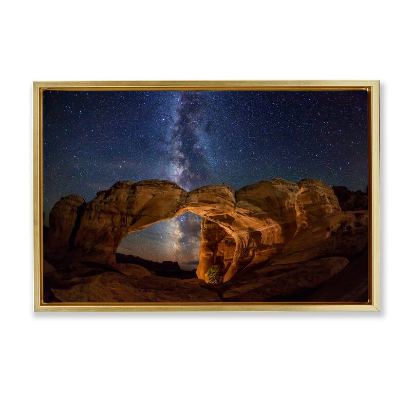Stupell Starry Sky Through Desert Arch Framed Floater Canvas Wall Art Design By Royce Bair - 25 x 17 - Gold