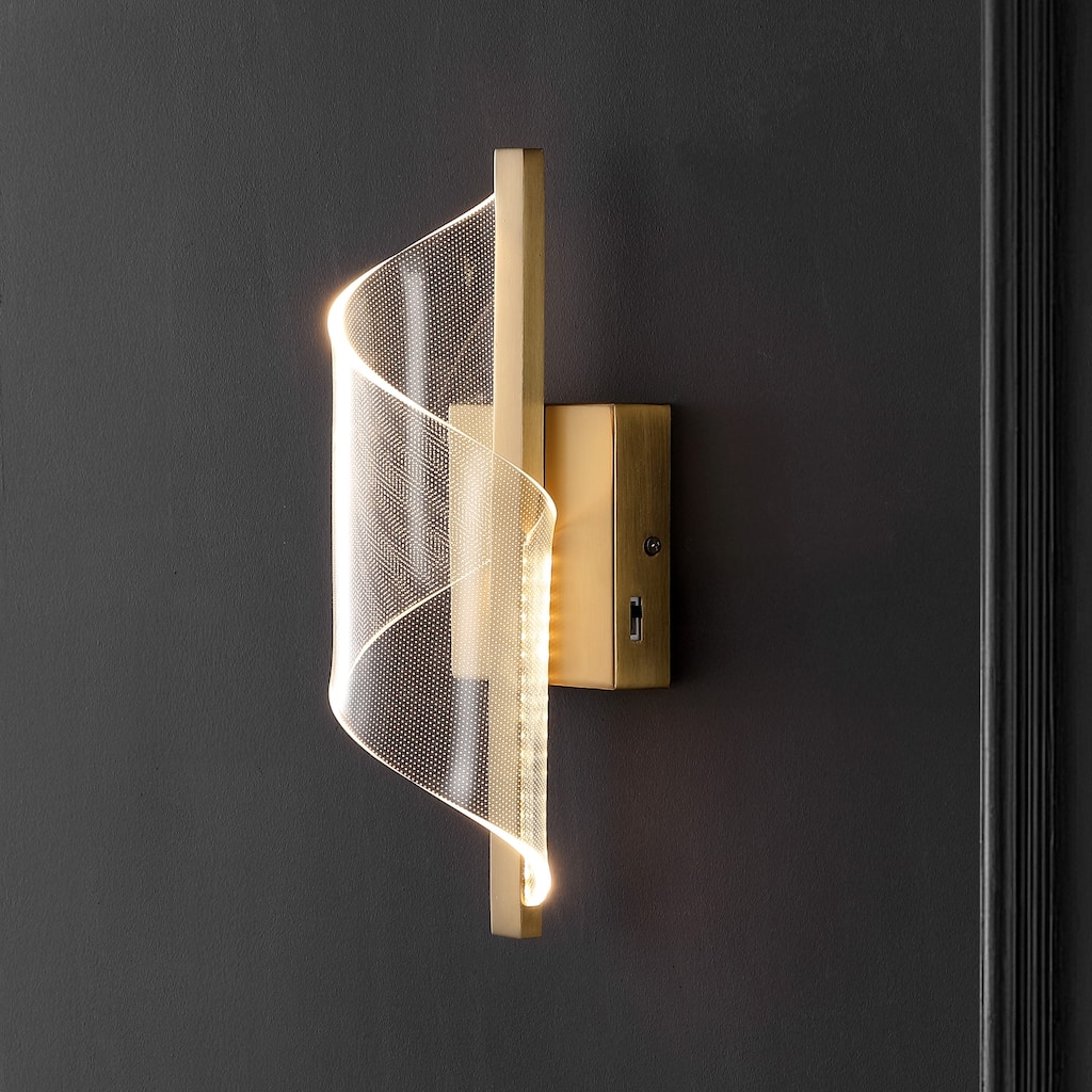 SAFAVIEH Couture Lighting Leighton Acrylic Wall Sconce, Modern LED Wall Light Fixture for Bedroom, Hallway, and Bathroom