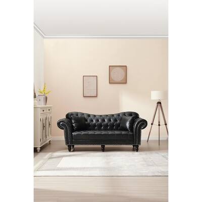 Luxury Classic America Chesterfield Bonded Leather Camel Back Armchair Living Room Sofa, Bonded Leather