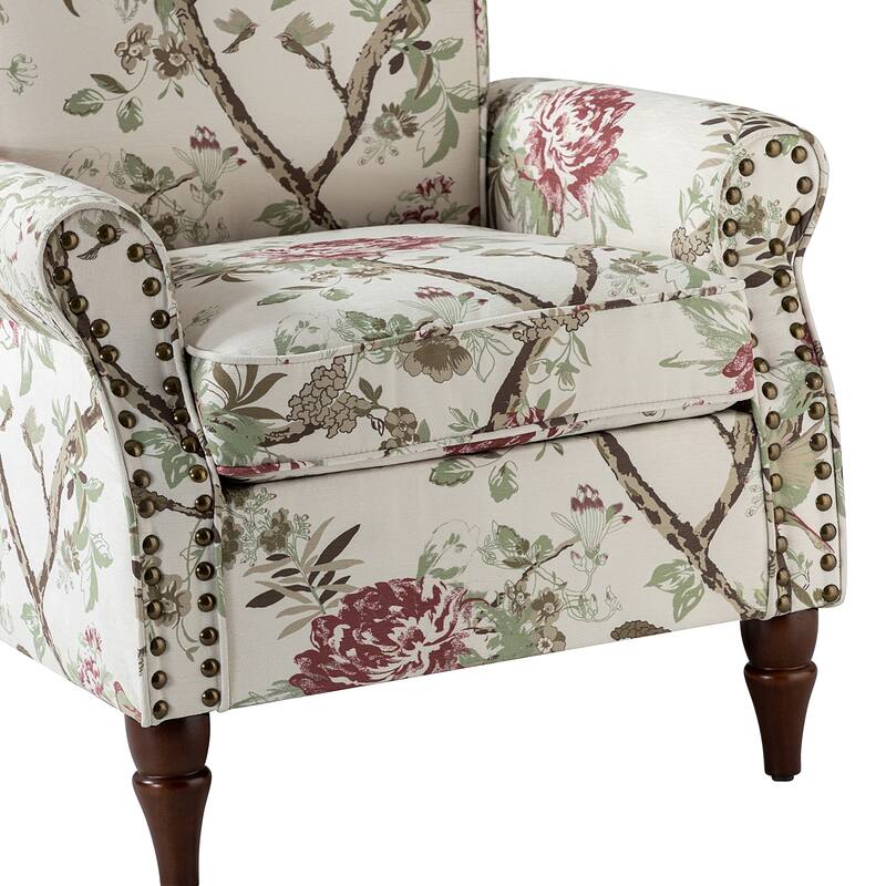 Nyctelius Nailhead Trim Traditional Accent Armchair with Rolled Arms by HULALA HOME