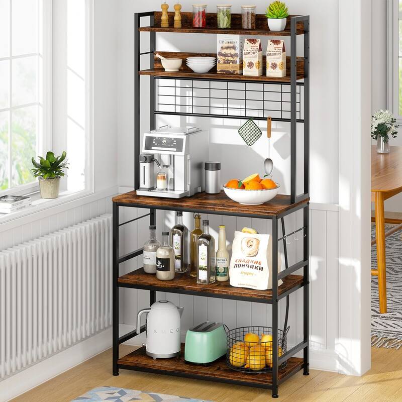 Futzca Kitchen Bakers Rack, Microwave Stand, Coffee Bar