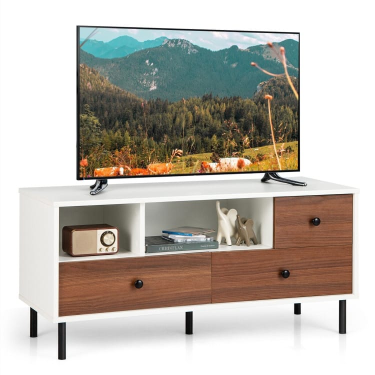 Mid-Century TV Stand for 50-inch TVs with 2 Cubbies and 3 Drawers - 43.5" x 16.5" x 20"