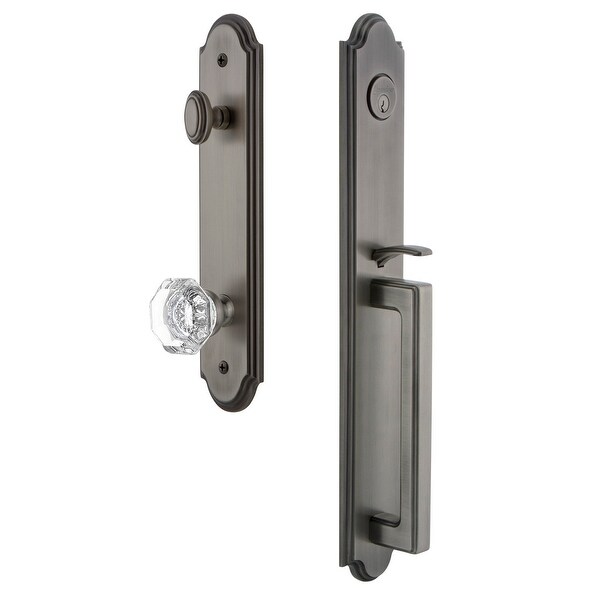 Grandeur ARCDGRCHM_ESETD_NA Arc Solid Brass Rose Dummy Full Plate "D" Grip Handleset with Chambord Crystal Knob