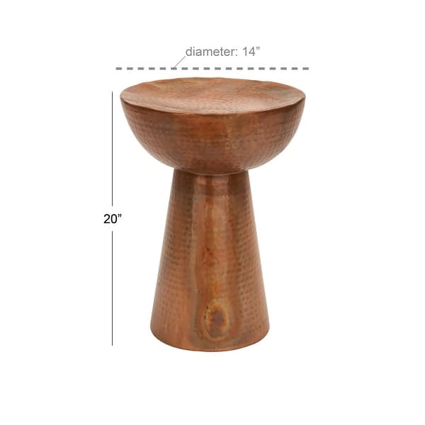 dimension image slide 0 of 12, Silver or Bronze Metal Hammered Side End Accent Table with Hourglass Shape