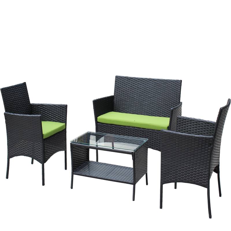 4 PC Rattan Patio Furniture Set