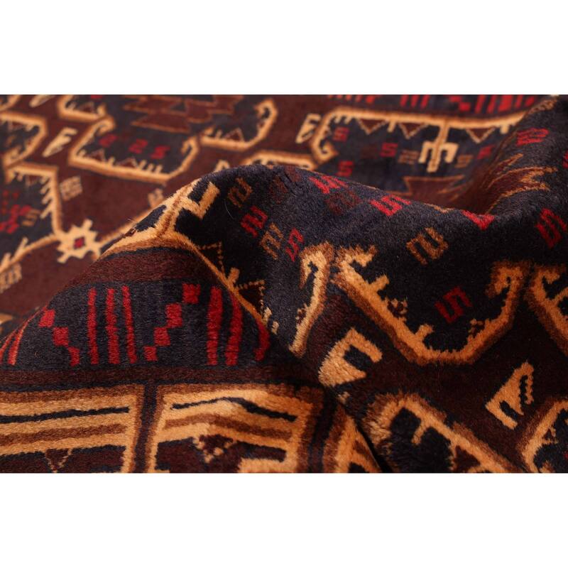 ECARPETGALLERY Hand-knotted Teimani Dark Navy, Dark Red Wool Rug - 3'11 x 7'8