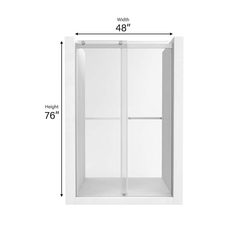 CASAINC 48"/60"W x 76"H Double Sliding Frameless Shower Door with Clear Glass