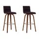 preview thumbnail 38 of 120, Skara Swivel Bar Stool, Upholstered Bar Height Chair with Bentwood Frame Set of 2 - Brown Faux Leather & Walnut