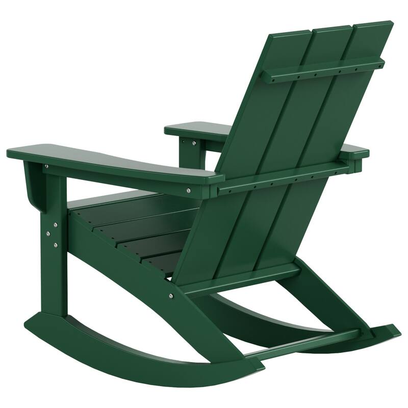 Shoreside Modern Eco-Friendly All Weather Poly Adirondack Rocking Chair with Side Table (2-Piece Set)