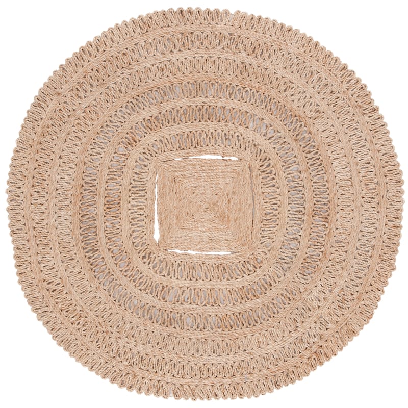 SAFAVIEH Natural Fiber Ever Farmhouse Country Cottage Jute Rug - 4' Round - Natural