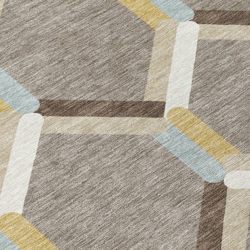 Machine Washable Indoor/ Outdoor Modern Trellis Chantille Rug