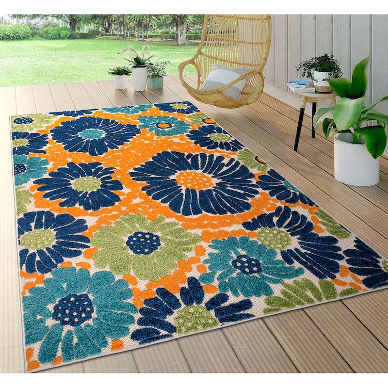 World Rug Gallery Palermo Modern Floral Indoor/Outdoor Area Rug