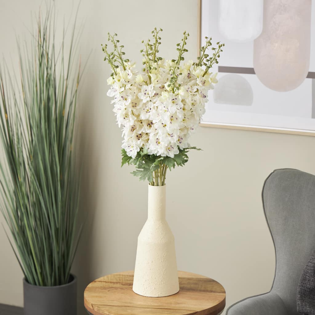 White Faux Foliage Tall Delphinium Artificial Flower Stem (Set of 8)