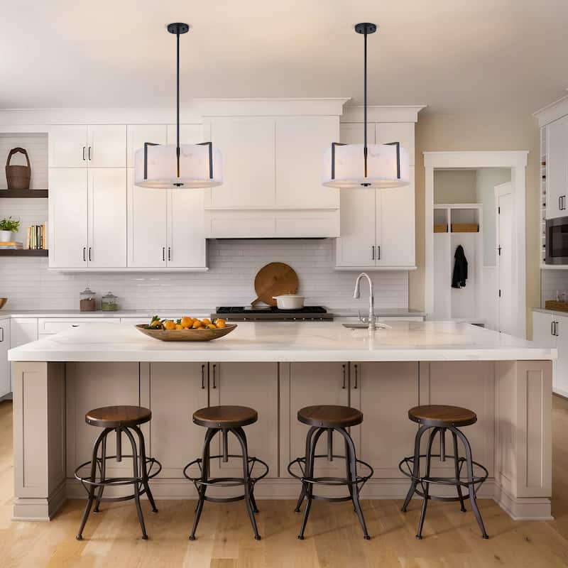 Starsky 4-Light Natural Alabaster Drum Chandelier