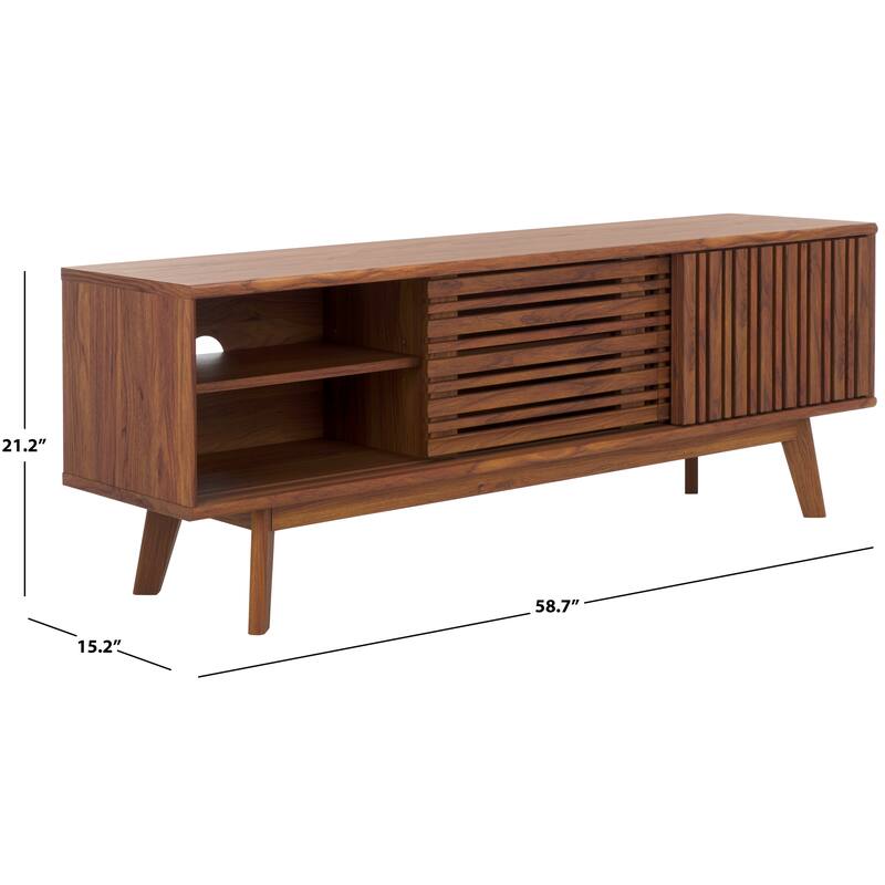 SAFAVIEH Home Esma 3 Door Media Stand. - 59Wx15Dx21H - Walnut.