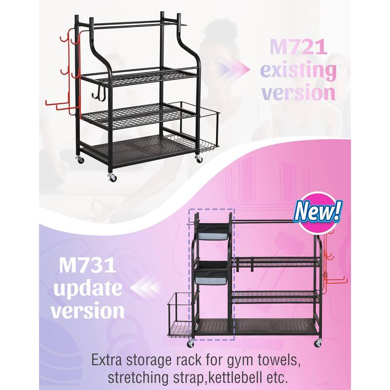 Yoga Mat Storage Rack, Weight Rack for Dumbbells, Home Gym Storage - 51.4"(L) x 15.7"(W) x 36.6"(H)