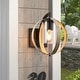preview thumbnail 9 of 10, 1-Light Distressed Black and Wood Tone Globe Cage Outdoor Wall Lantern Sconce Light with Clear Glass Cylinder - 11.7"H