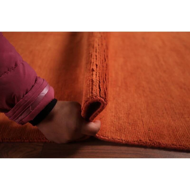 Orange Modern Gabbeh Area Rug Handmade Wool Carpet - 8'9" x 11'7"