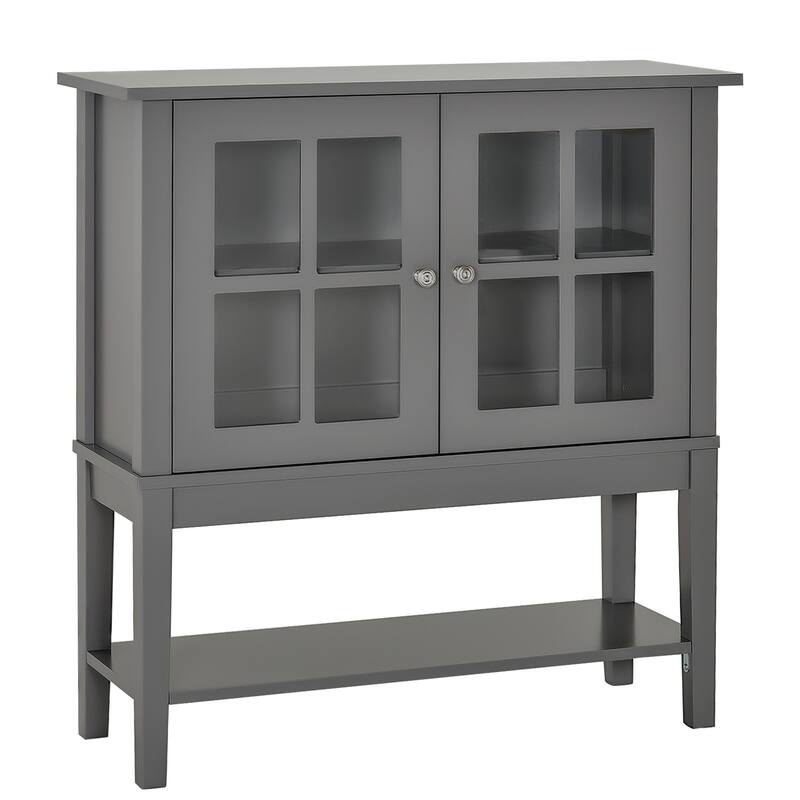 Coffee Bar Cabinet, Modern Sideboard Buffet Cabinet, Kitchen Cabinet with 2 Glass Doors