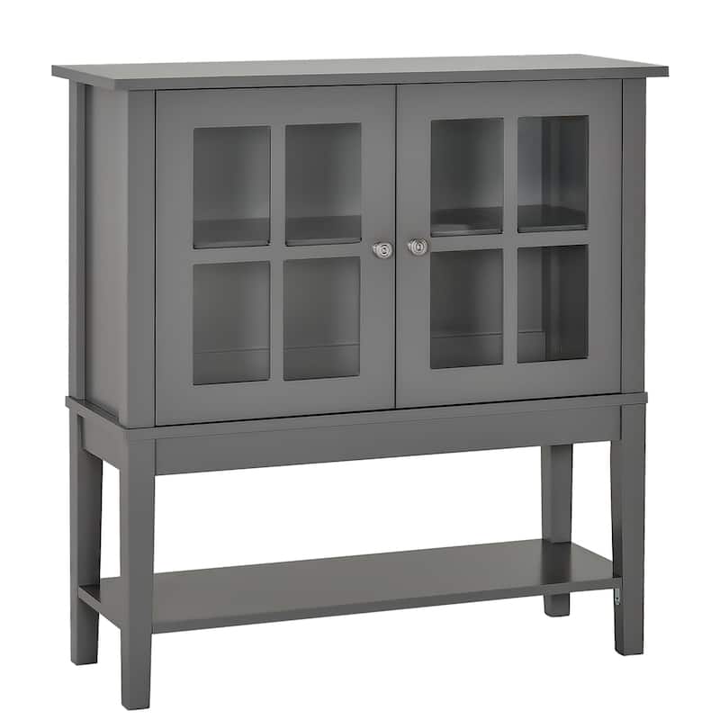 Coffee Bar Cabinet,Sideboard Buffet Cabinet with 2 Glass Doors, Adjustable Inner Shelving and Bottom Shelf