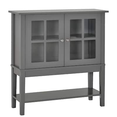 Coffee Bar Cabinet,Sideboard Buffet Cabinet with 2 Glass Doors, Adjustable Inner Shelving and Bottom Shelf