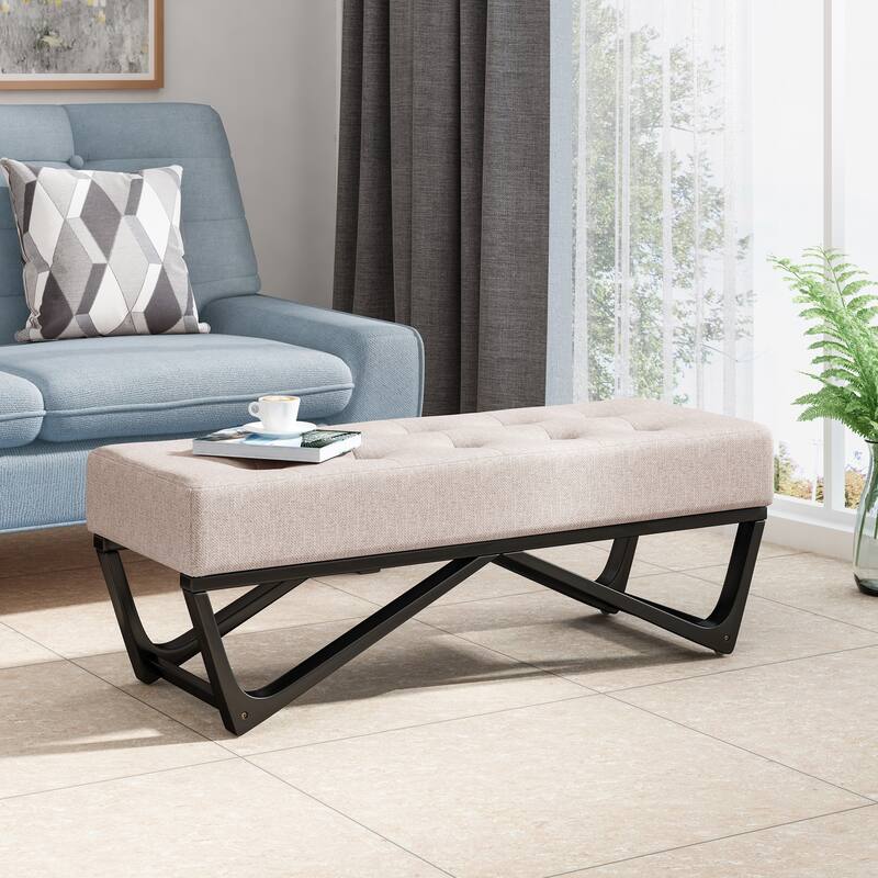 Modern Upholstered Bench for Bedside Living Room and Entryway - Beige