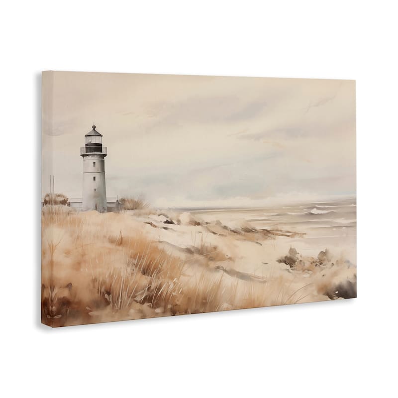 Stupell Distant Lighthouse in Neutral Tones Canvas Wall Art Design By Arlington Prints