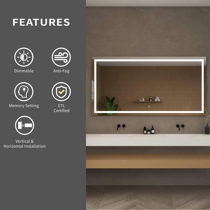 Wyndham Collection WCZLEDALM7036 Lucia 70"W x 36"H Rectangular Flat