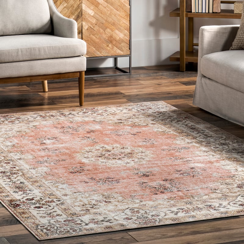 Nuloom Ren SpinClean Vintage Floral Machine Washable Area Rug