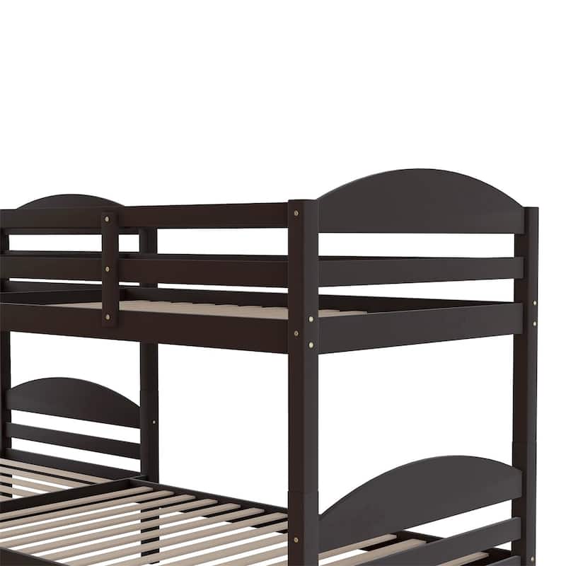 Merax Twin L-Shaped Triple Bunk Bed with Trundle and Ladder