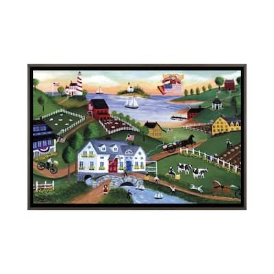 iCanvas "American Folk Art Seadise With Angel" by Cheryl Bartley Framed