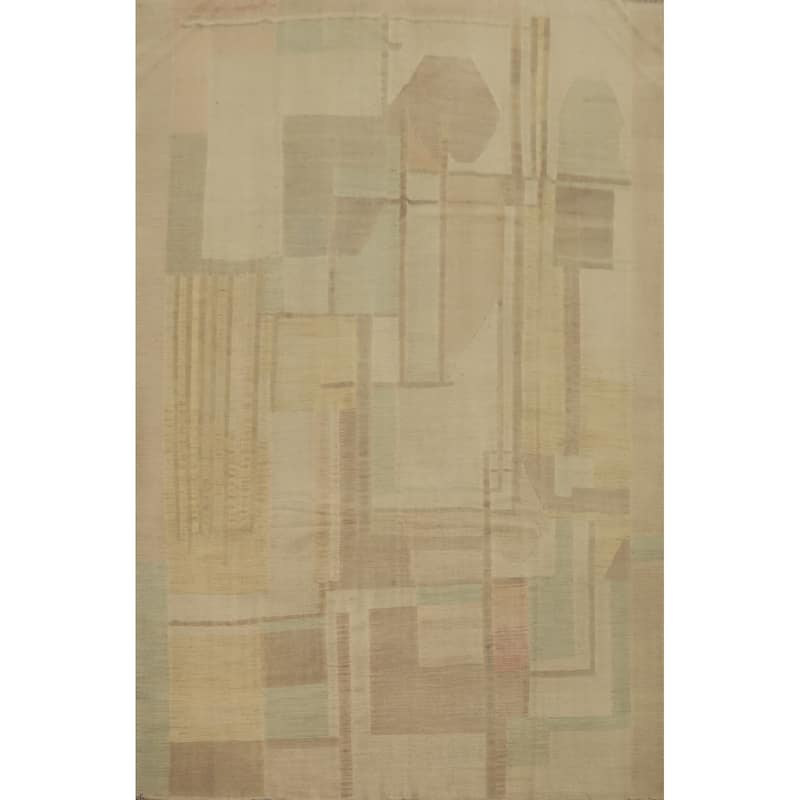 Hand Woven Oriental 100% Wool Carpet Southwestern Modern Beige & Ivories Kilim Area Rug - 10' 0'' X 7' 9''