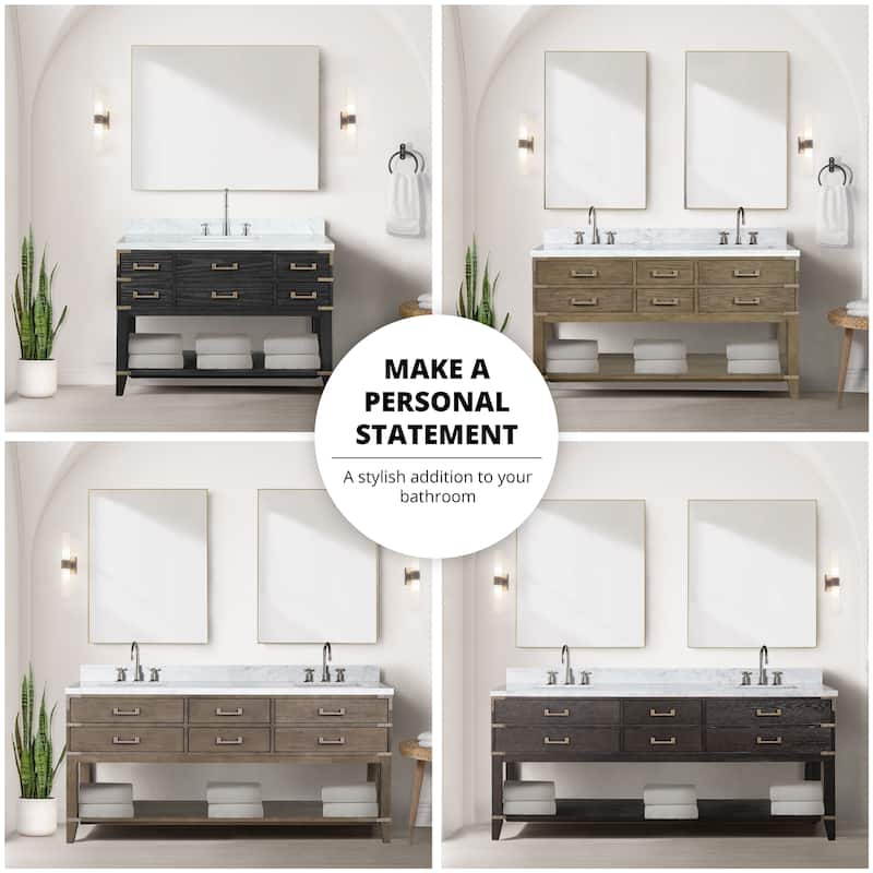 Norwalk 60 in W x 22 in D Black Oak Double Bath Vanity, White Quartz Top, and 28 in Mirrors - 60 - Black Oak
