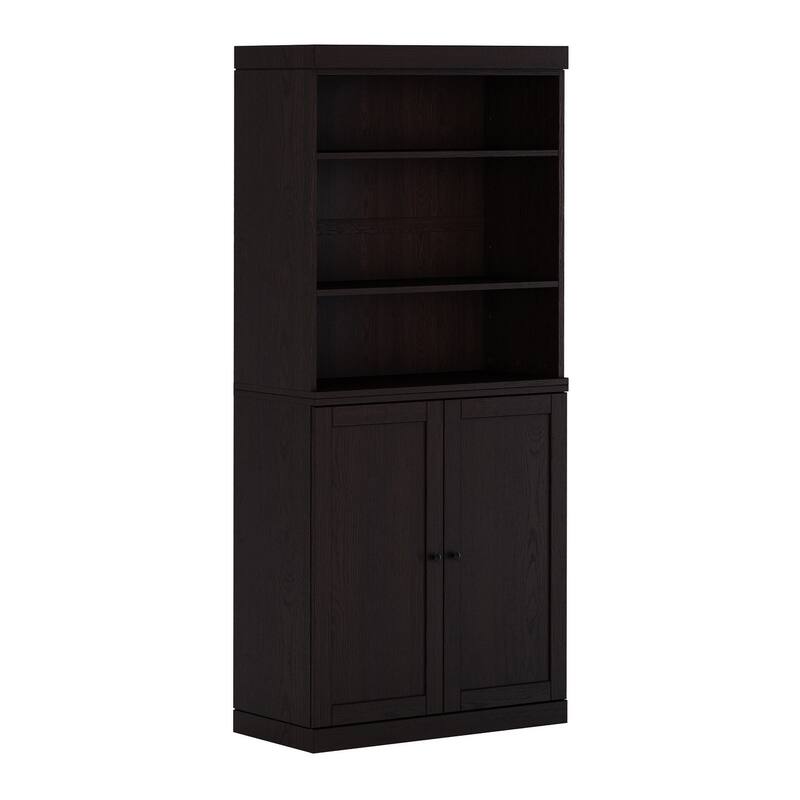 Palace Imports Premium 100% Solid European Oak Hardwood 6-Shelf Modular Bookcase with Bottom Shaker Doors - 32" Wide, 71.5" Tall