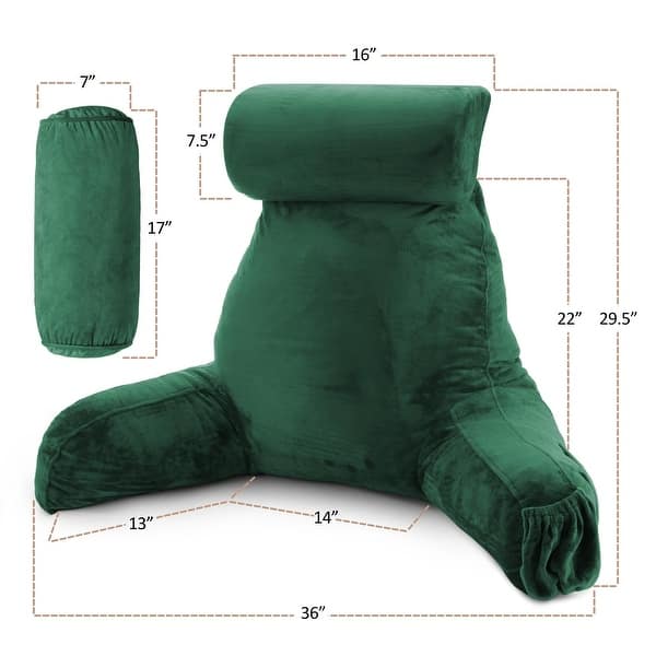 dimension image slide 45 of 62, Nestl Memory Foam Reading Pillow with Backrest, Arms and Pockets