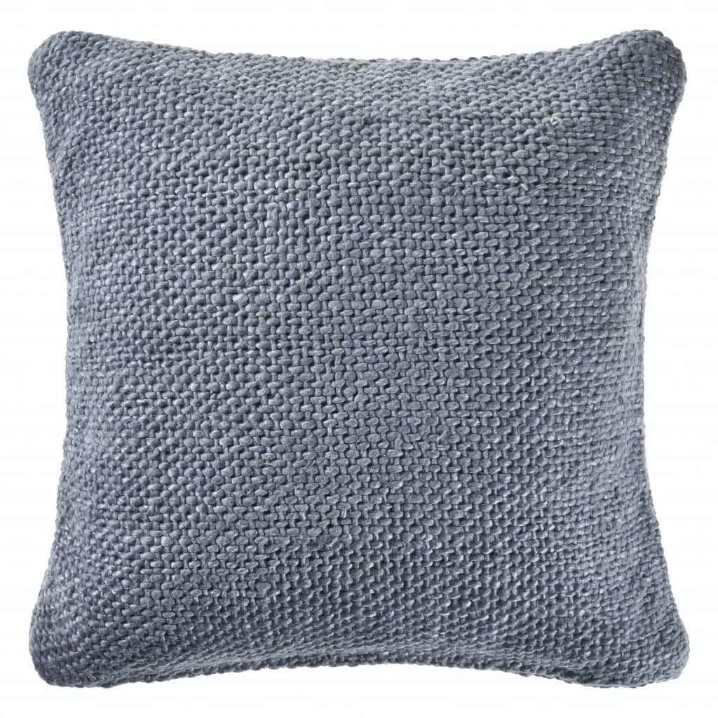 HomeRoots 20" X 20" Frost Blue 100% Cotton Zippered Pillow