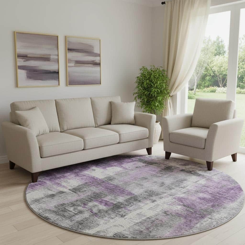 HomeRoots Abstract Transitional Round Area Rug - 8' Round