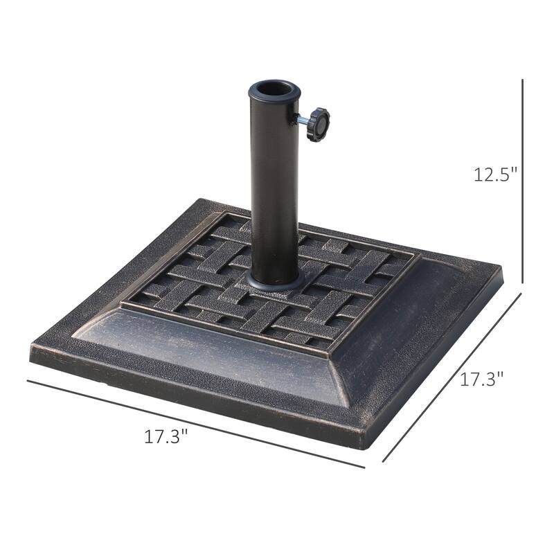 Outsunny 17.5" Square Cast Stone Umbrella Holder Base with Beautiful Decorative Pattern & Easy Setup, Bronze