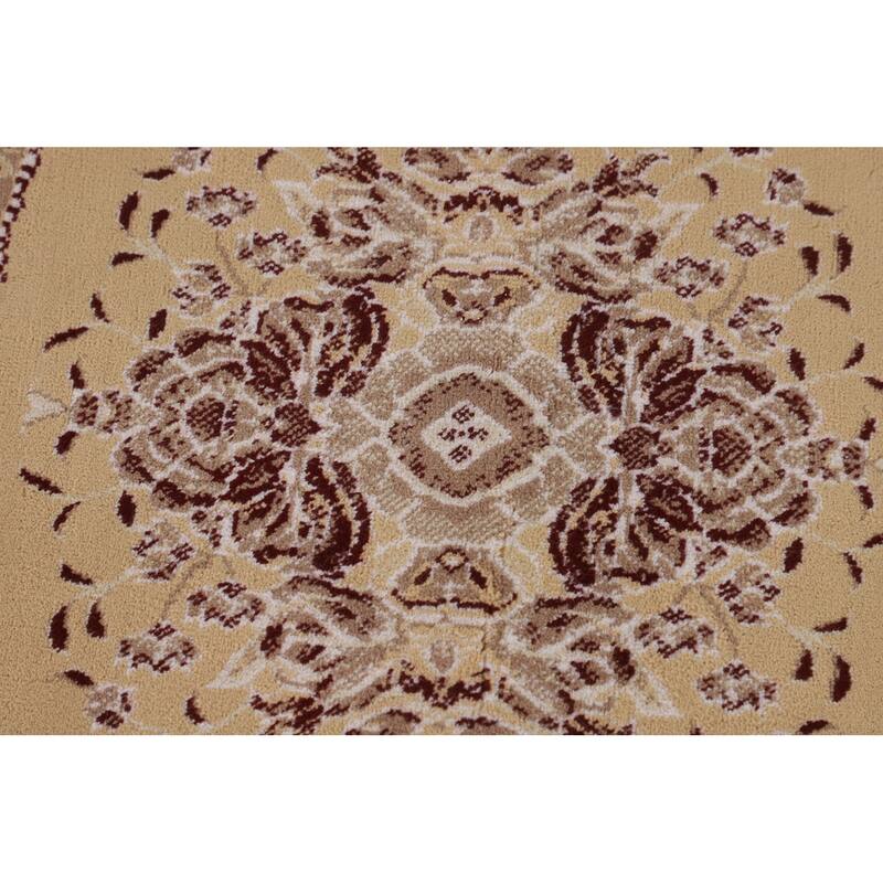 Red Victorian Style Kashan Turkish Area Rug Machine Made Floral Carpet - 6'6" x 9'10"