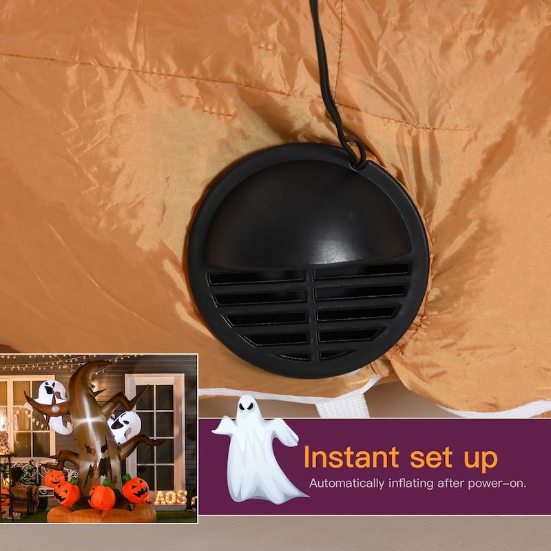 HOMCOM 8' Haunted Tree, Evil Jack-O'-Lantern, and Ghost Inflatable Halloween Decoration
