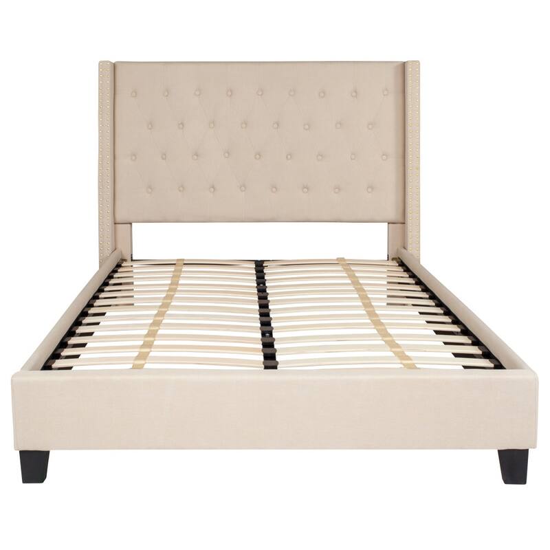Tufted Upholstered Nailhead Trim Platform Bed